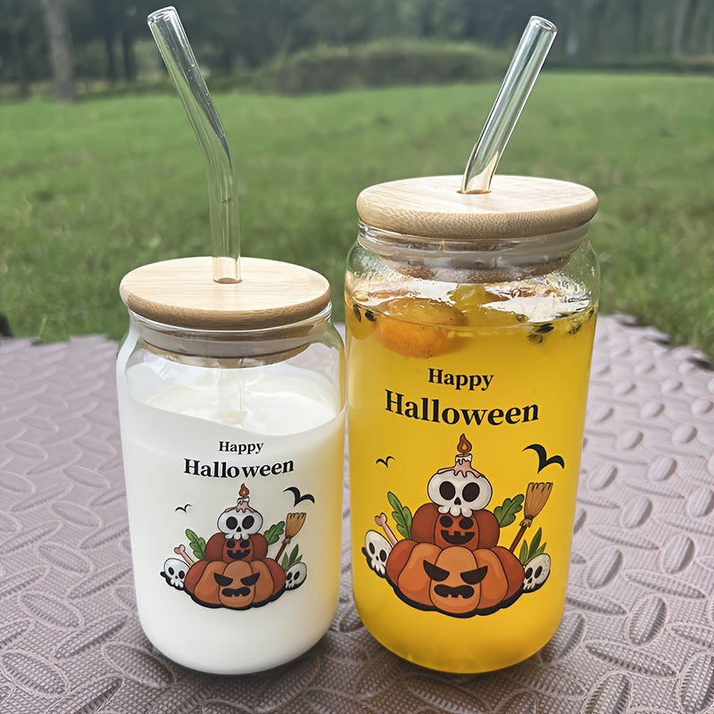 Christmas Halloween Glass Straw Cup Set 350ml & 550ml