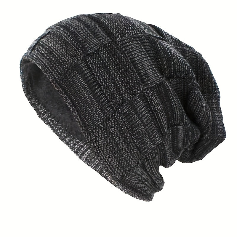 1pc Knitted Brimless Hat Plush Thicken Windproof Winter Outdoor Cycling