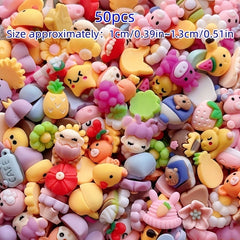 50 Mixed Small Flower Animal Resin Beads DIY Accessories