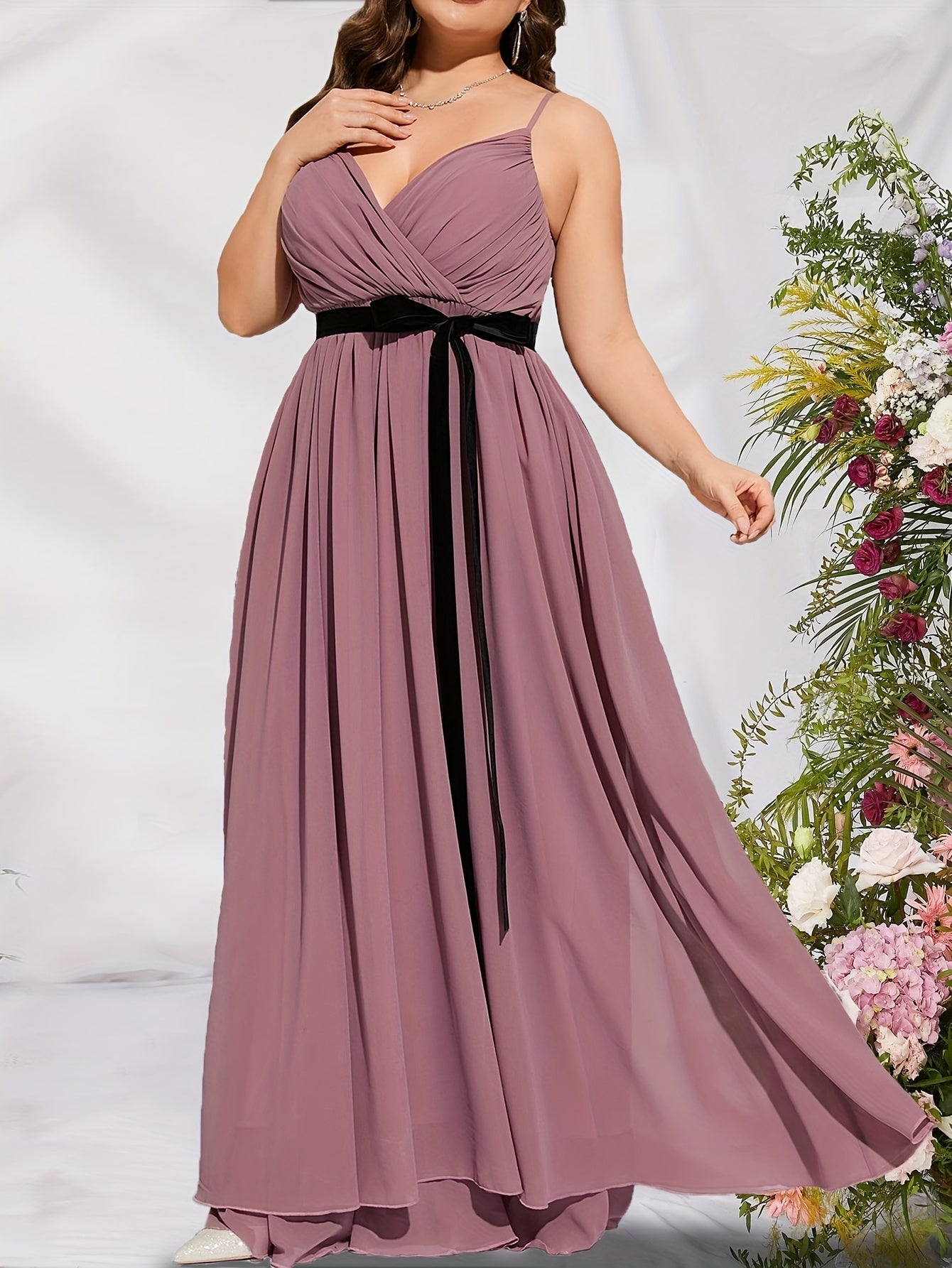Bow Knot Mesh Maxi Evening Formal Dress