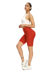 High Waist Seersucker Yoga Shorts for Women