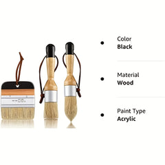 3pcs Chalk Wax Paint Brush for Acrylic Paint Oval Brush Hard Bristle