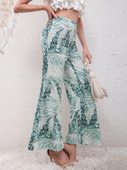 Leaves Print Wide Leg Pants High Waist Casual Every Pants