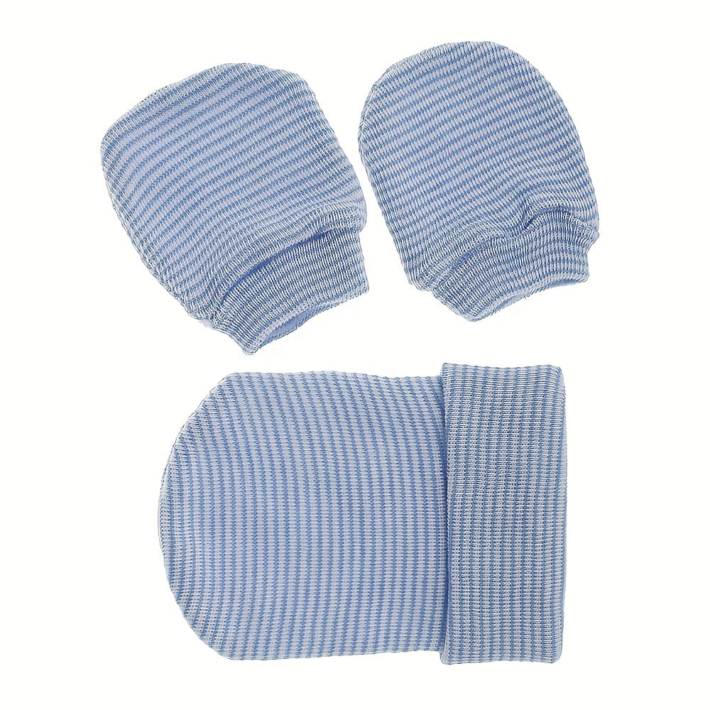 Newborn Striped Hat Gloves Set