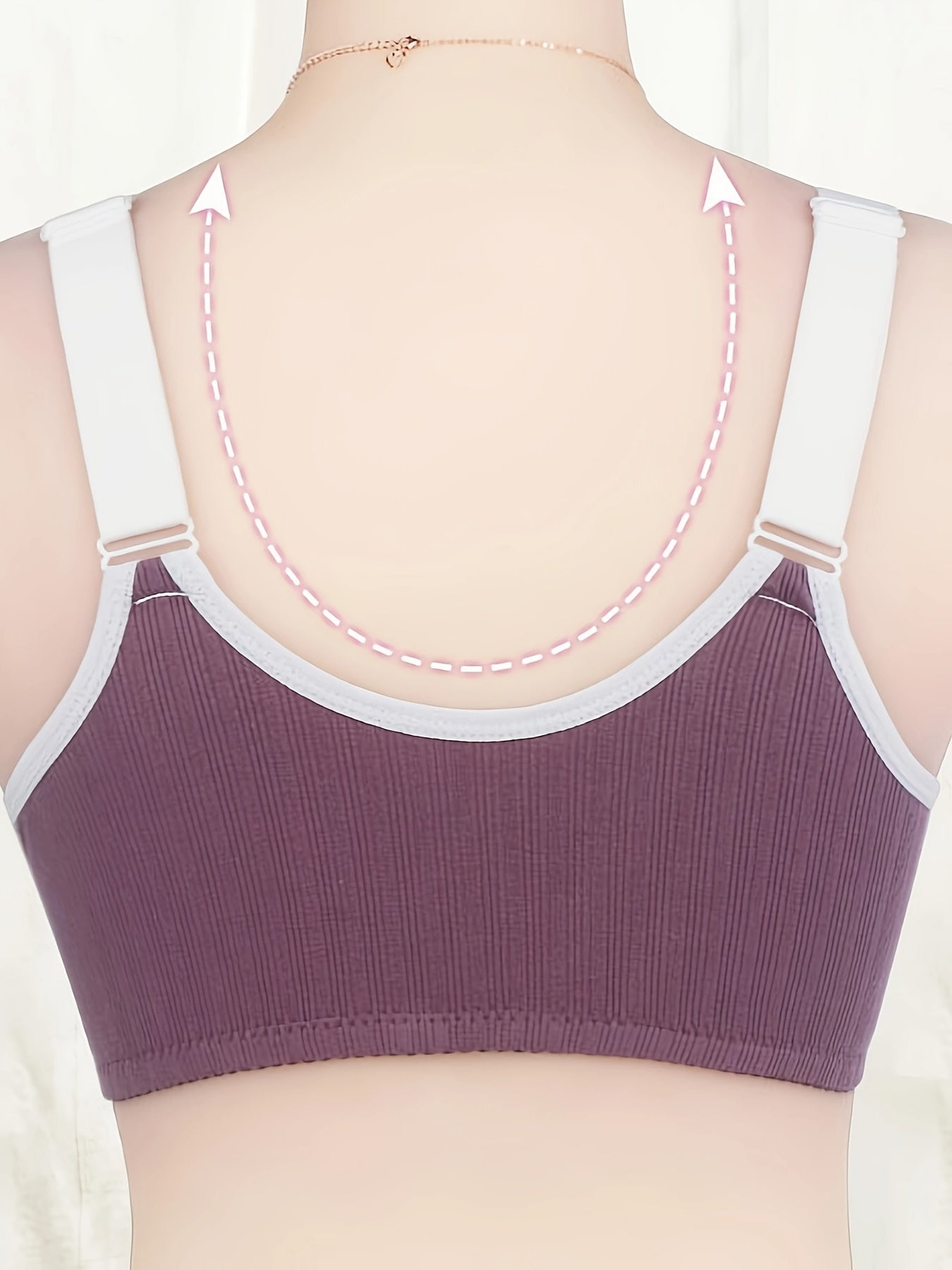 Lace Wireless Zipper Push Up Bra