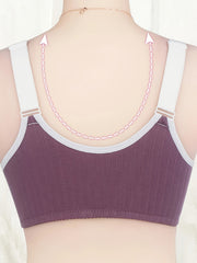 Lace Wireless Zipper Push Up Bra