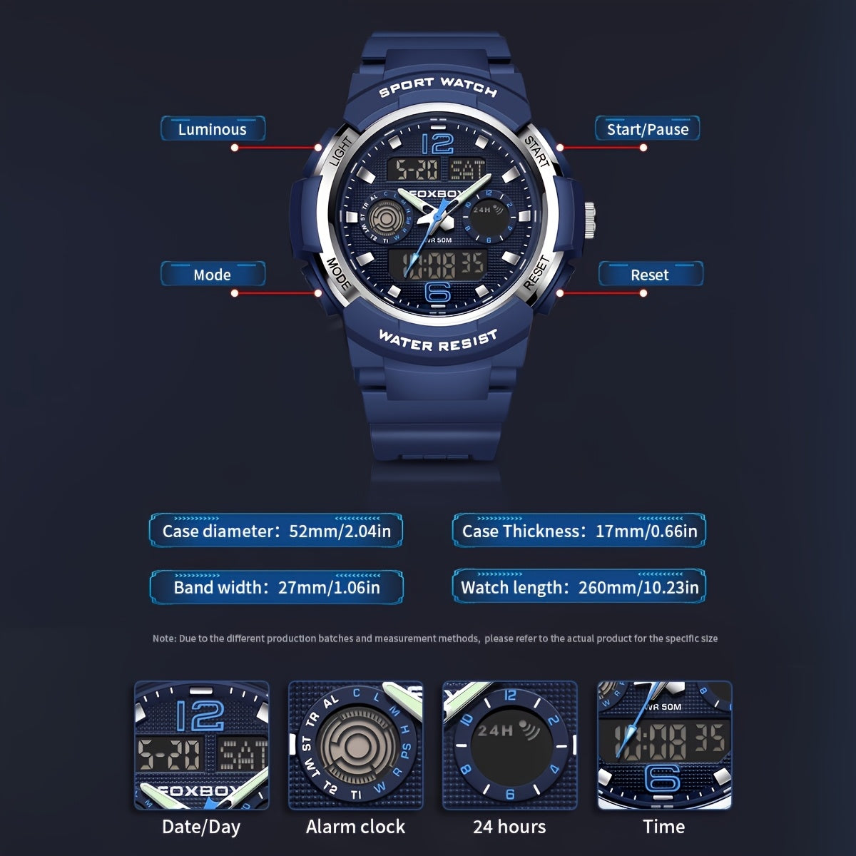 LIGE Classic Sports Digital Watch with Glow-in-the-Dark Display