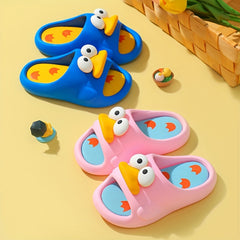 Girls Cartoon Duck Open Toe Slippers Non-Slip Lightweight Indoor Slippers