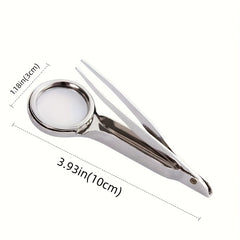 10X Handheld Magnifying Glass with Tweezers for Inspection Coins Stamps Jewelry