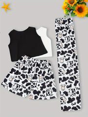 Cow Print Pajama Set Tank Top & Shorts Women's Sleepwear