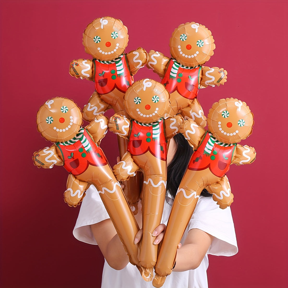 8pcs Christmas Foil Balloon Decoration - Deer, Snowman, Gingerbread Man