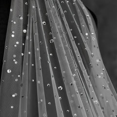 Cathedral Bridal Veil with Rhinestones Romantic Wedding Accessory