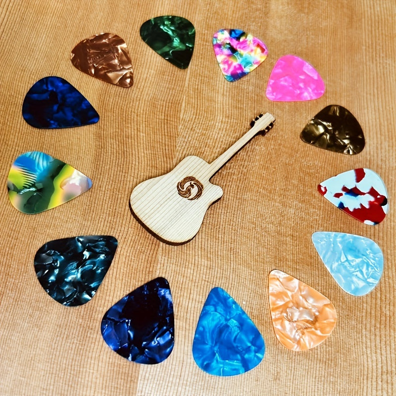 15pcs Celluloid Guitar Picks with Storage Box + 3pcs 0.46, 0.71, 0.96mm Picks