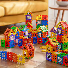Colorful Large House Building Blocks with Window Creative House Building Toy