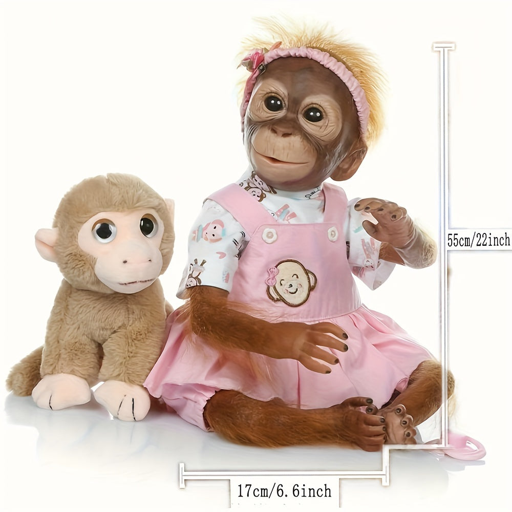 Realistic 21inch Reborn Monkey Doll Soft Silicone Vinyl Newborn Baby Monkey