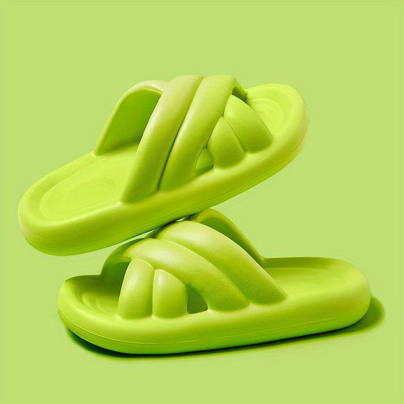 Cross Strap Slides Soft Sole Slip On Pillow Slides Comfortable Bathroom Shoes
