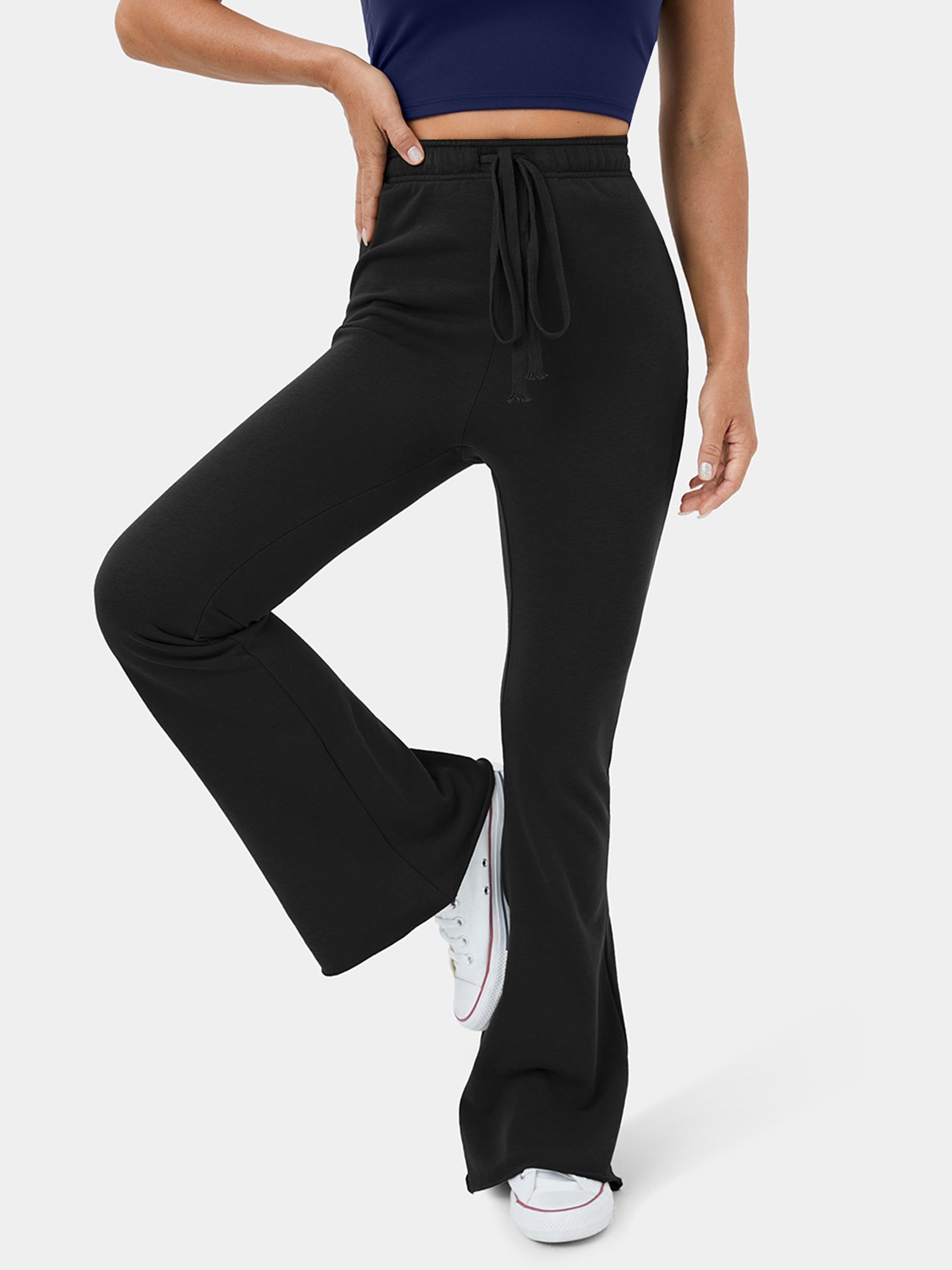 Flared Yoga Pants High Waist Drawstring Elastic Waist Sports Trousers