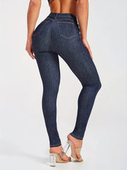 High Rise Skinny Jeans Dark Denim Women's Clothing