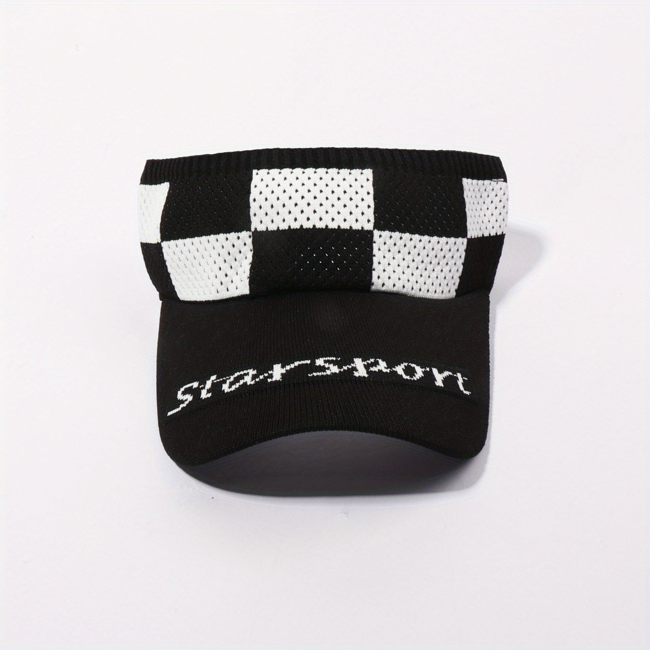 Ponytail Visor Hat UV Protection Plaid Knitted Sun Hat Lightweight