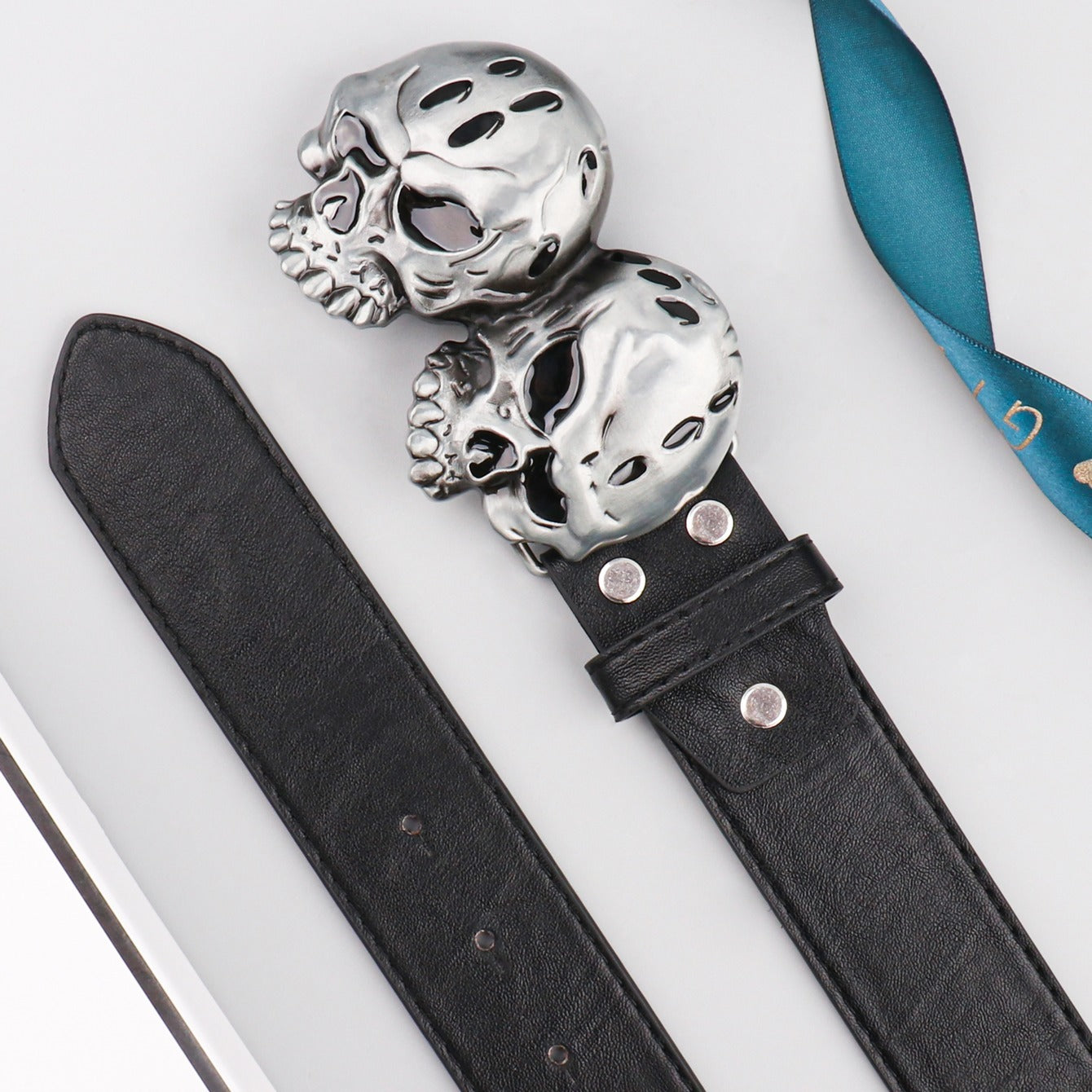 Men's Silver Metal PU Leather Belt