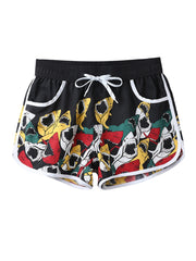 Leaf Graphic Sports Drawstring Shorts Quick Drying Beach Seaside Shorts