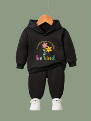 BE KIND & Flower Pattern 2pcs Activewear Sets - Girls Comfy Sports Outfits