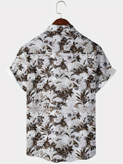 Men's Snow Print Camp Collar Bowling Shirt