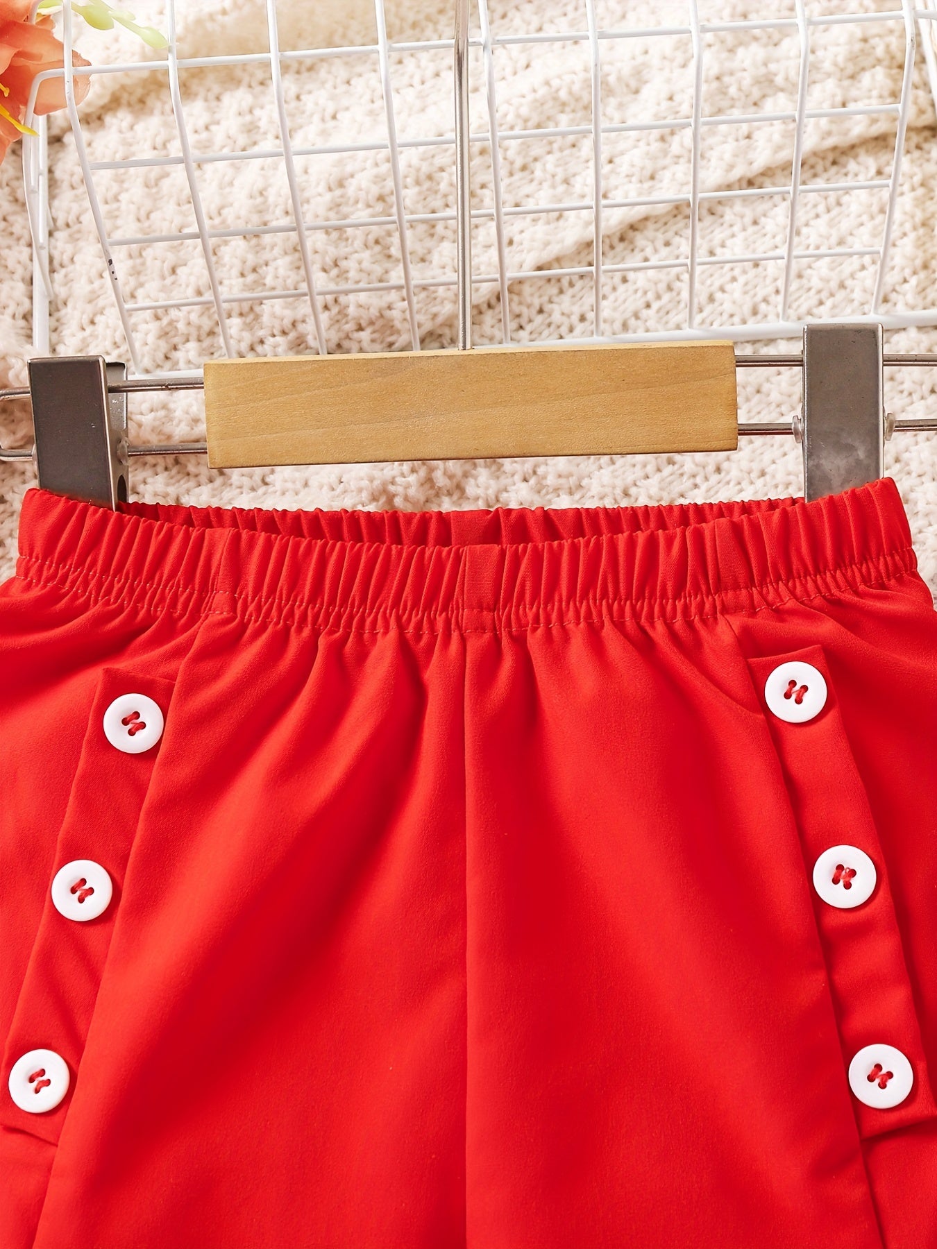 Toddler Girls Button Elastic Waist Casual Shorts Kids Summer Clothes