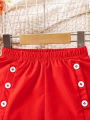 Toddler Girls Button Elastic Waist Casual Shorts Kids Summer Clothes