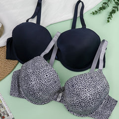2 Pack Plus Size Casual Bras Set Women's Plus Bow Knot Underwire Full Coverage