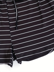 Striped Print Drawstring Shorts Casual Summer Shorts