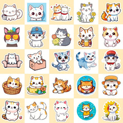 50pcs Cat Stickers Waterproof DIY Decoration Women Men Student Teacher