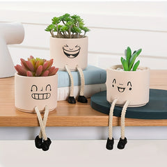 Creative Emoticon Pendant Doll Ceramic Flower Pot Succulent Plant Pot