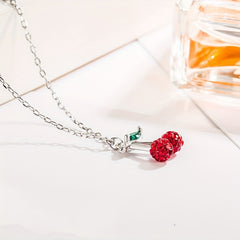 Sweet Cherry Fruit Pendant Necklace Clavicle Chain Jewelry Gift