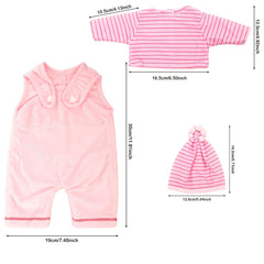 3pcs Baby Doll Clothes Set with Hat, Long Sleejsones and Pants