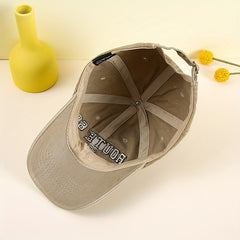 Vintage Letter Embroidery Baseball Cap Khaki Washed Distressed Dad Hat