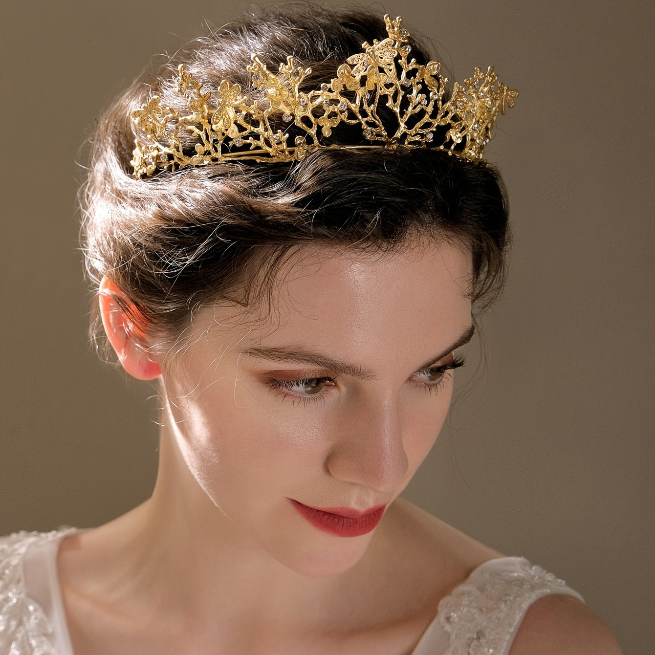 Vintage Crown Baroque Golden Tiara Bridal Headpiece Dragonfly Headband