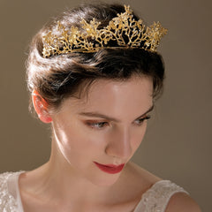 Vintage Crown Baroque Golden Tiara Bridal Headpiece Dragonfly Headband