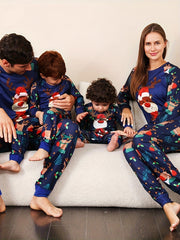 Christmas Deer Print Pajama Set Long Sleeve Round Neck Top & Lounge Pants