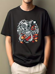 Men's Cartoon Print T Shirt Active Casual Comfy Tee