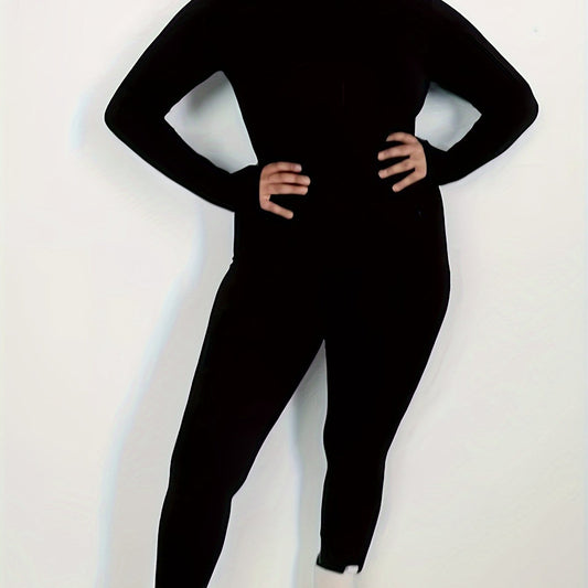 Solid High Neck Skinny Jumpsuit