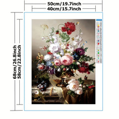DIY Stamped Cross Stitch Kit Flower Vase Pattern Embroidery 11CT Canvas Painting