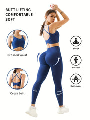 2pc Backless Sports Bra & Wide Waistband Leggings Set