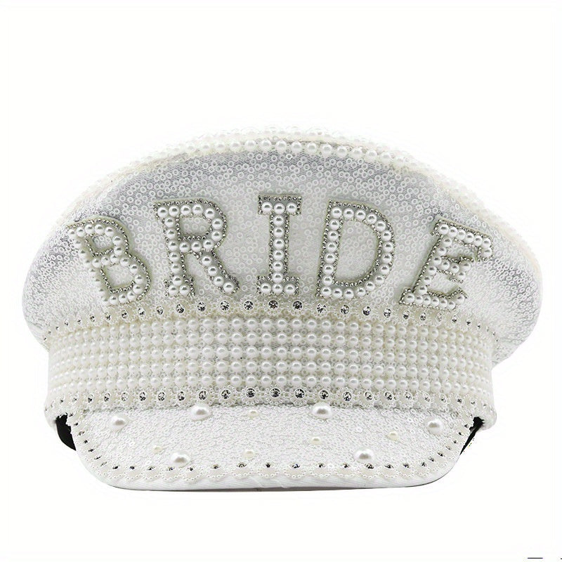 Sequin Faux Pearl Bride Hat for Bachelorette Parties
