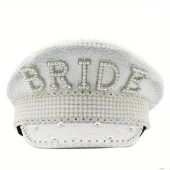 Sequin Faux Pearl Bride Hat for Bachelorette Parties