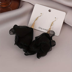 French Romantic Flower Earrings Niche Temperament Flower Hoop Drop Earrings