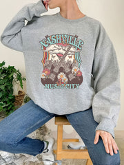 Nashville Music City Print Sweatshirt