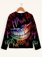 Smile Print Men's Long Sleeve Tee Stylish T-shirt