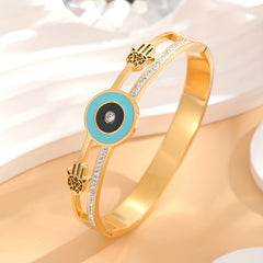 24K Gold Plated Eye Palm Bracelet Rhinestone Decor Jewelry