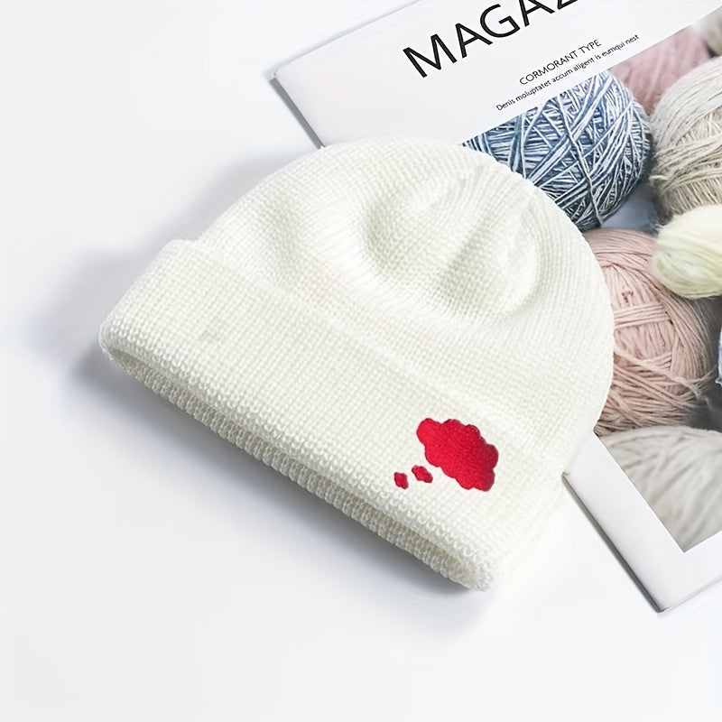 Cloud Embroidery Knitted Beanie Solid Warm Knit Hat Unisex Couple